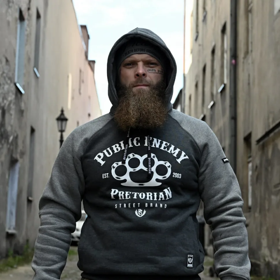 Bluza z kapturem Pretorian "Public Enemy" - grafitowa