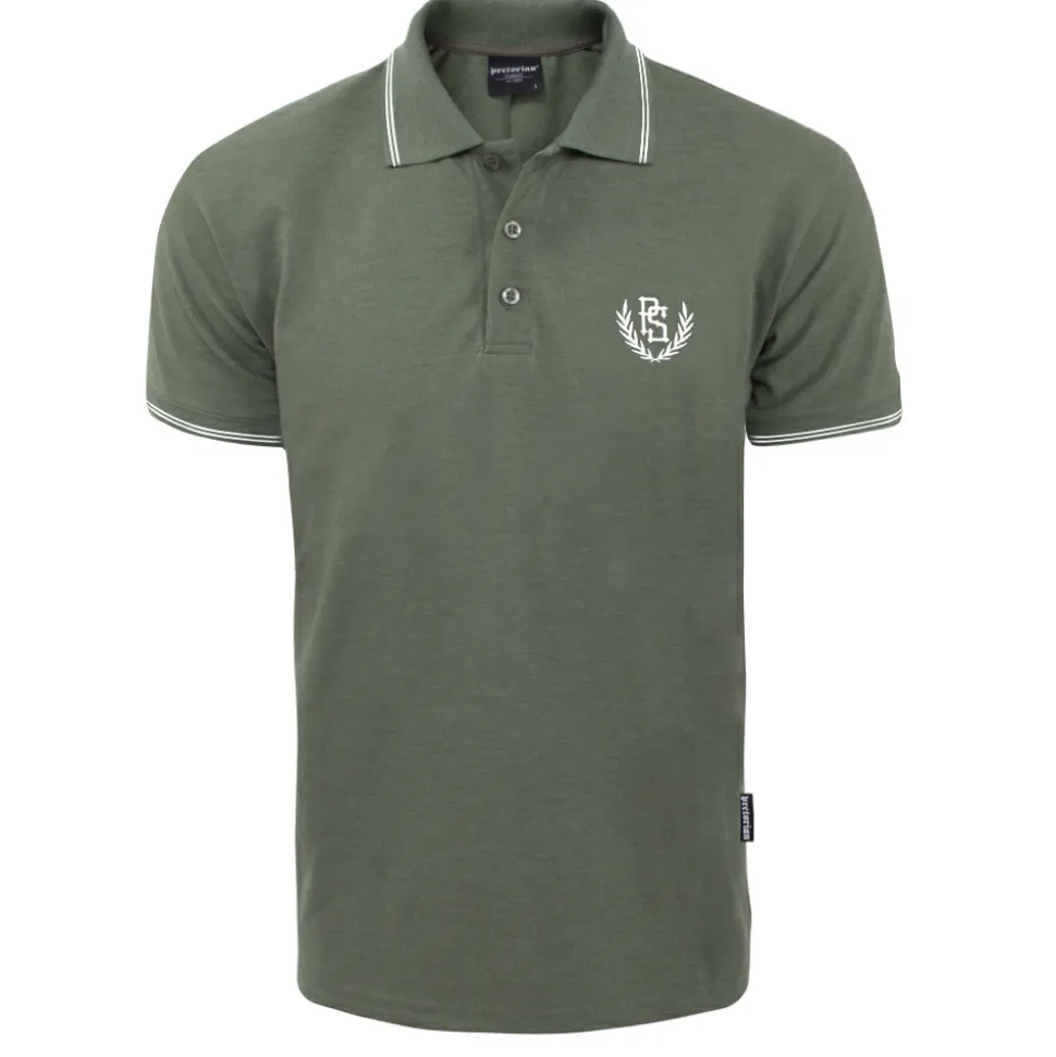 Koszulka polo Pretorian "PS" wstawki - khaki