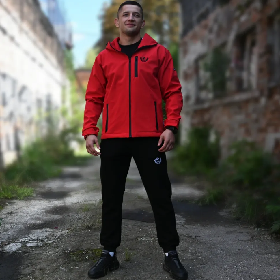 Kurtka softshell Pretorian "Black PS" - czerwona